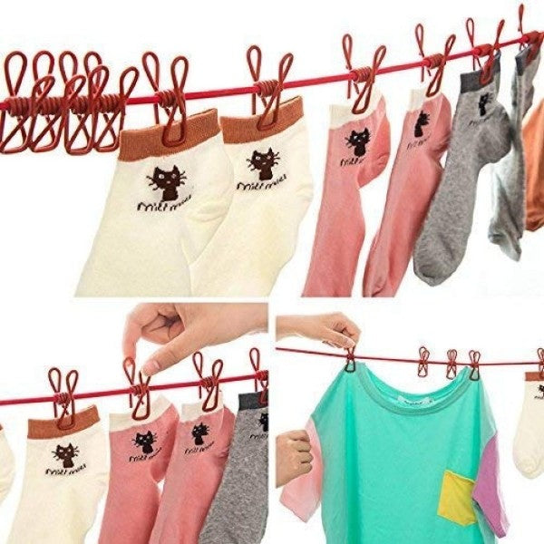 Multi-Functional Portable Clothesline with Clips