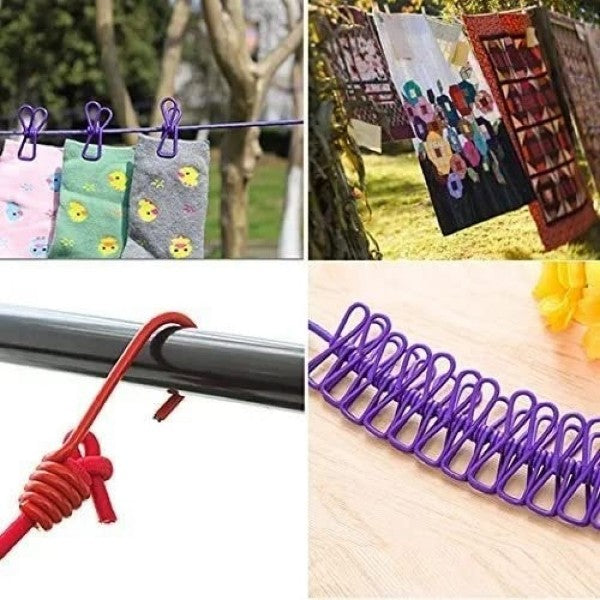 Multi-Functional Portable Clothesline with Clips