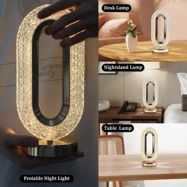 Modern Crystal LED Rechargeable Table Lamp - Elegant Decorative Night Light
