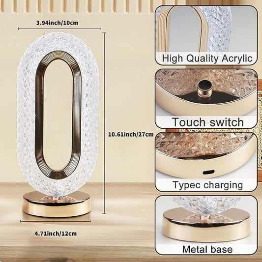 Modern Crystal LED Rechargeable Table Lamp - Elegant Decorative Night Light